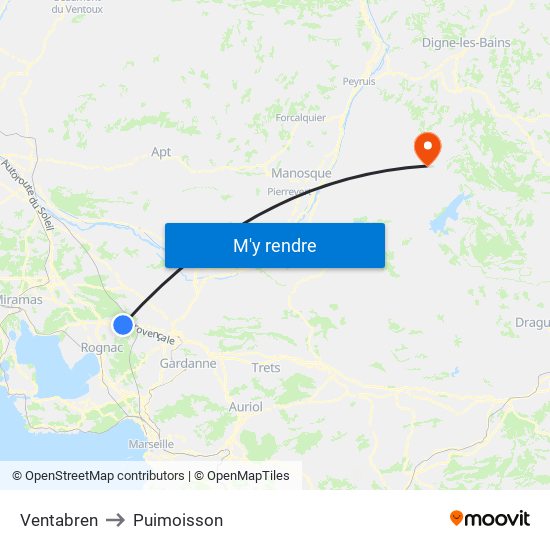 Ventabren to Puimoisson map