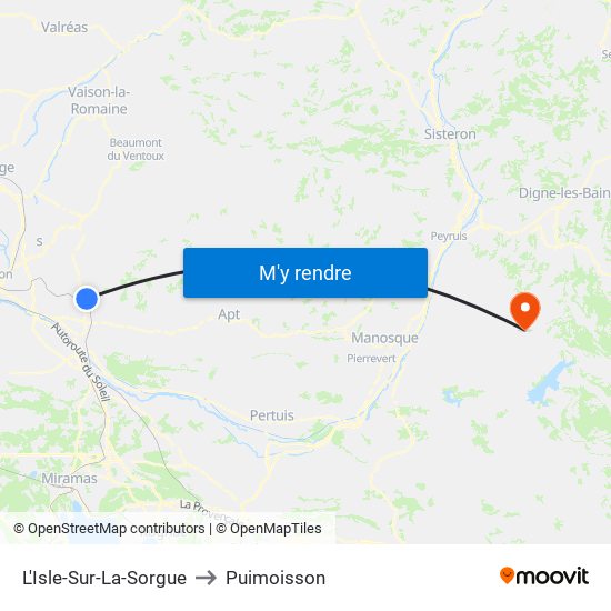 L'Isle-Sur-La-Sorgue to Puimoisson map