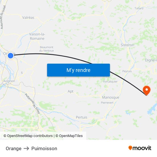 Orange to Puimoisson map
