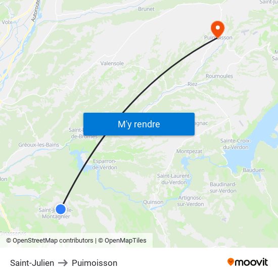 Saint-Julien to Puimoisson map