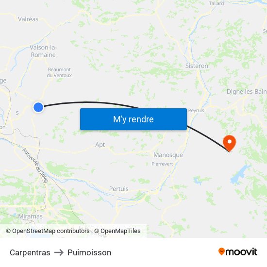 Carpentras to Puimoisson map