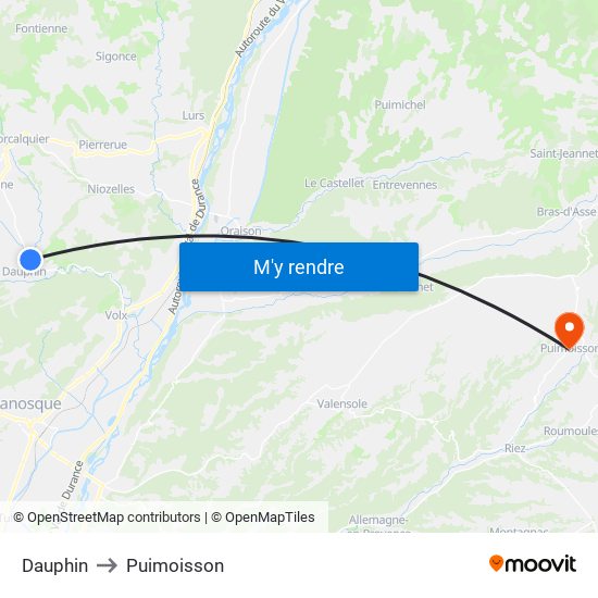 Dauphin to Puimoisson map