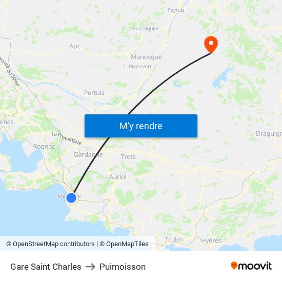 Gare Saint Charles to Puimoisson map