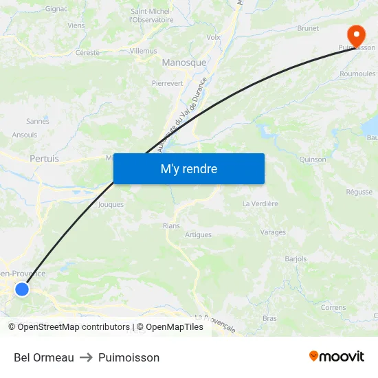 Bel Ormeau to Puimoisson map