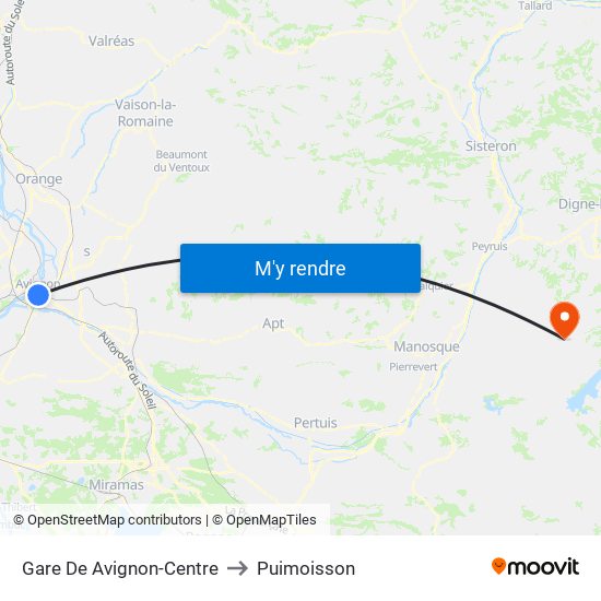 Gare De Avignon-Centre to Puimoisson map
