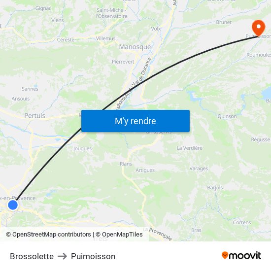 Brossolette to Puimoisson map