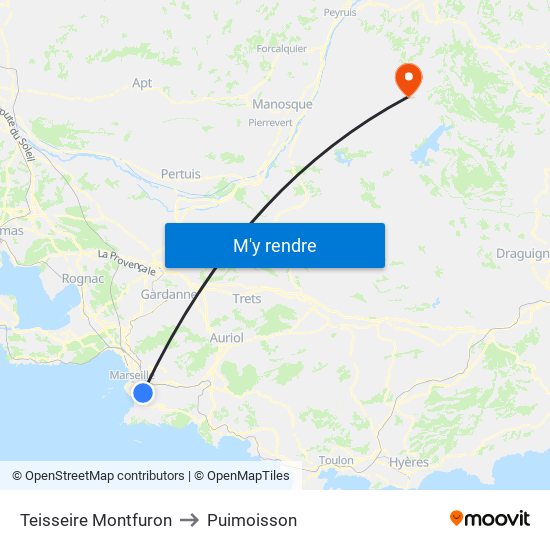 Teisseire Montfuron to Puimoisson map