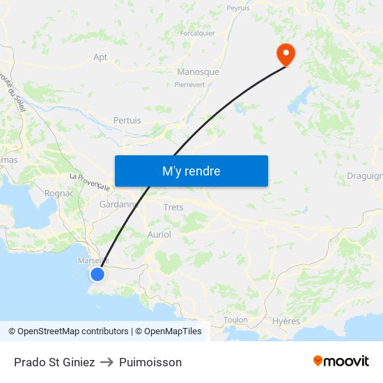Prado St Giniez to Puimoisson map