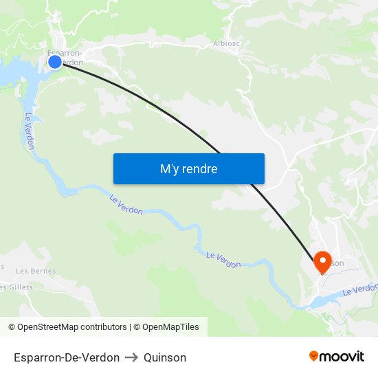 Esparron-De-Verdon to Quinson map