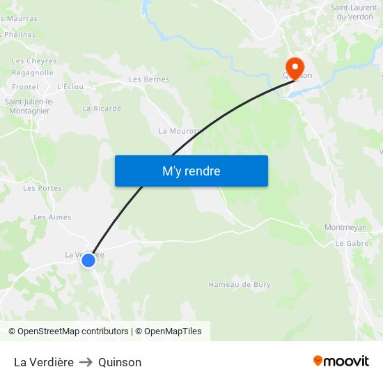 La Verdière to Quinson map