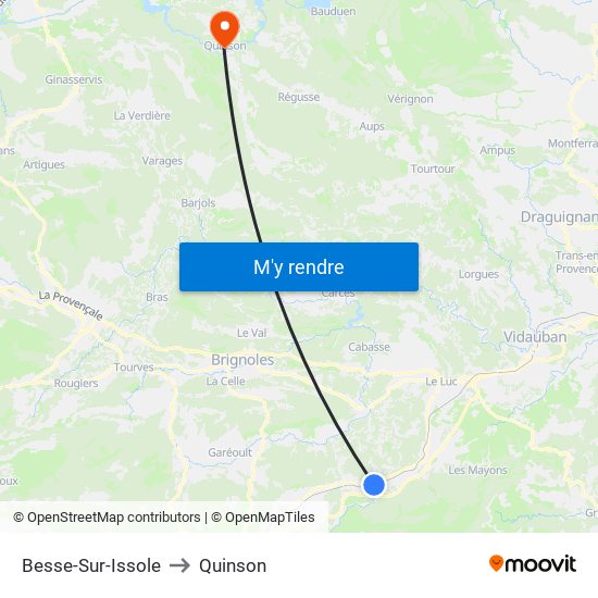 Besse-Sur-Issole to Quinson map
