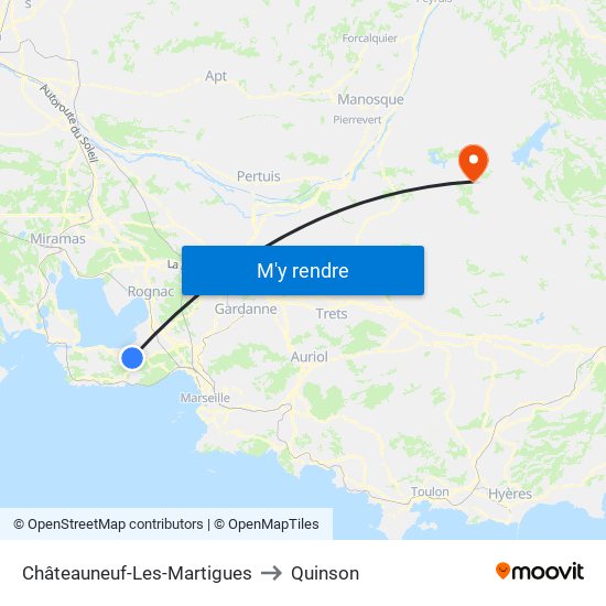 Châteauneuf-Les-Martigues to Quinson map