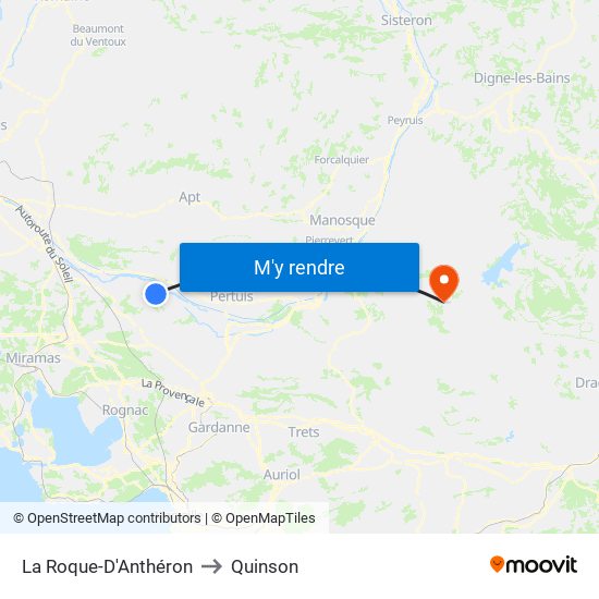 La Roque-D'Anthéron to Quinson map