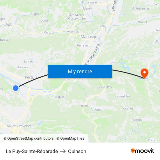 Le Puy-Sainte-Réparade to Quinson map