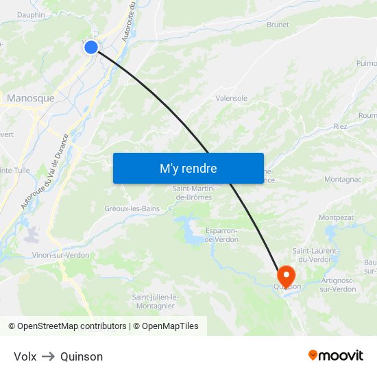 Volx to Quinson map