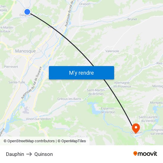 Dauphin to Quinson map