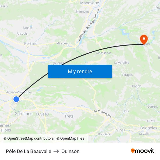 Pôle De La Beauvalle to Quinson map