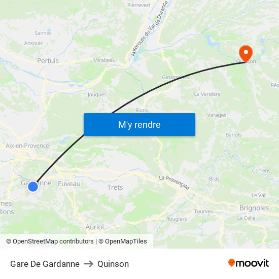 Gare De Gardanne to Quinson map