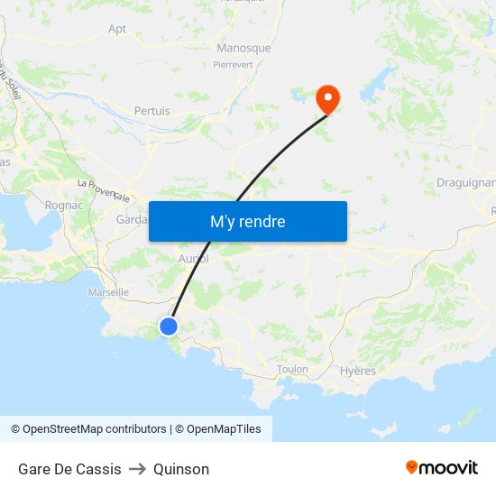 Gare De Cassis to Quinson map