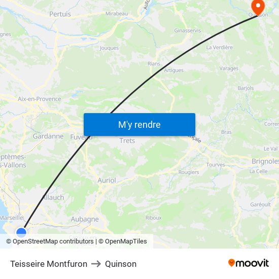 Teisseire Montfuron to Quinson map