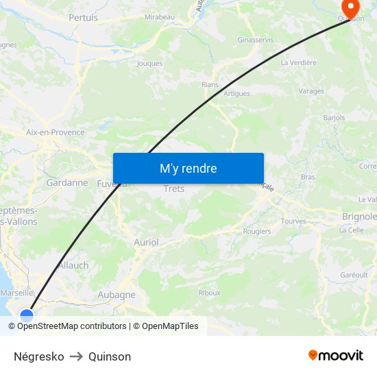 Négresko to Quinson map