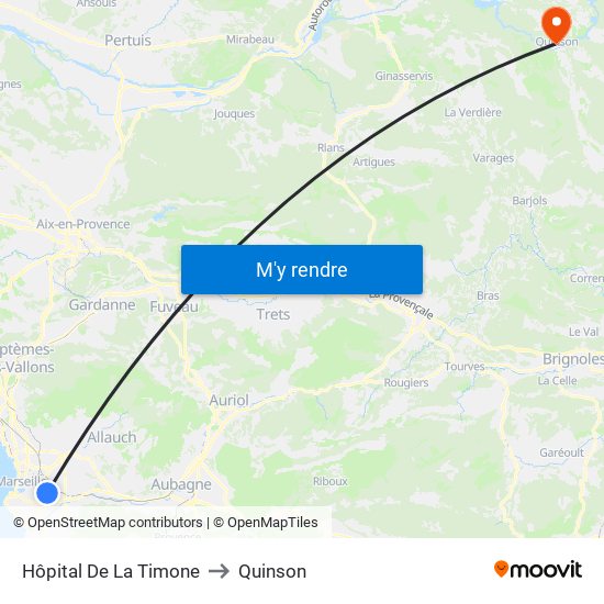 Hôpital De La Timone to Quinson map