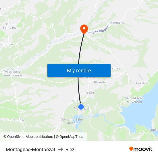 Montagnac-Montpezat to Riez map