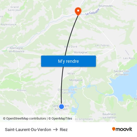 Saint-Laurent-Du-Verdon to Riez map