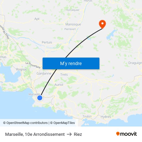 Marseille, 10e Arrondissement to Riez map