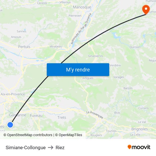 Simiane-Collongue to Riez map