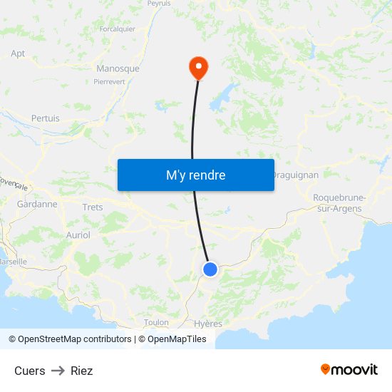Cuers to Riez map