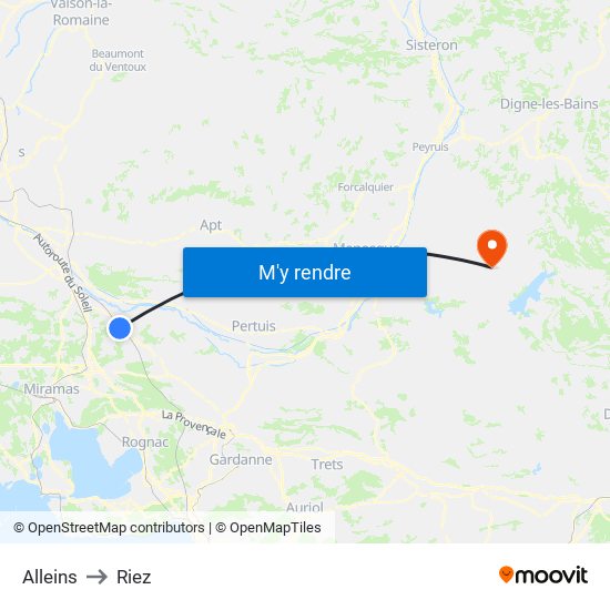 Alleins to Riez map