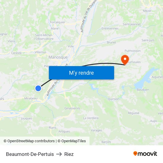 Beaumont-De-Pertuis to Riez map