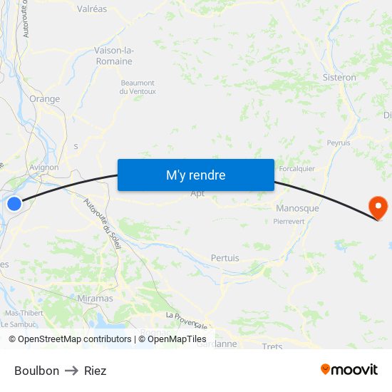Boulbon to Riez map