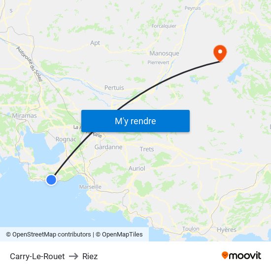 Carry-Le-Rouet to Riez map