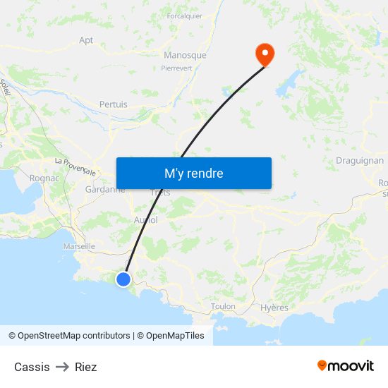 Cassis to Riez map