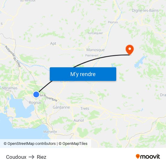 Coudoux to Riez map