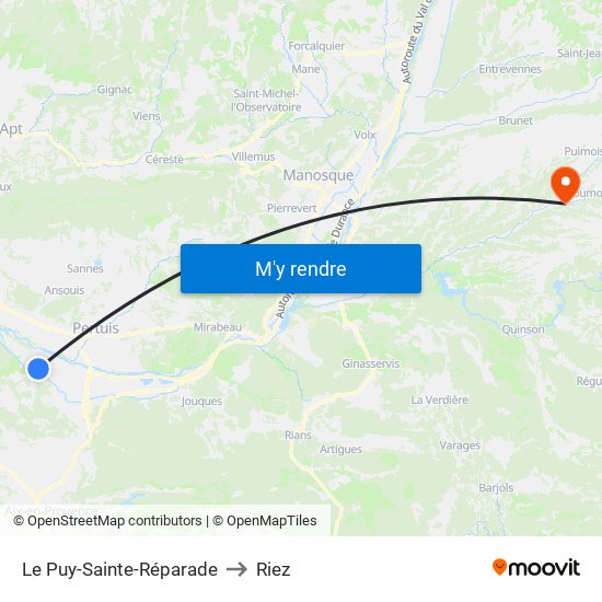 Le Puy-Sainte-Réparade to Riez map