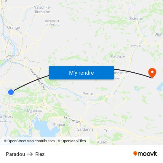 Paradou to Riez map