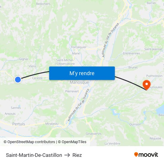 Saint-Martin-De-Castillon to Riez map