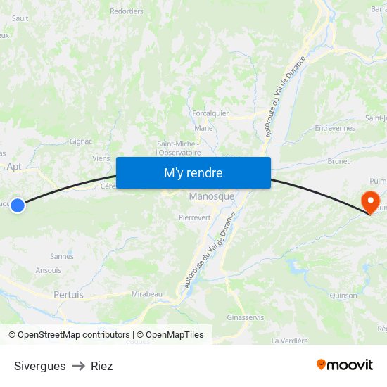 Sivergues to Riez map