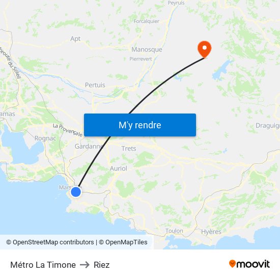 Métro La Timone to Riez map