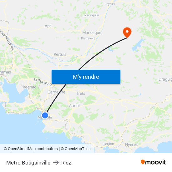 Métro Bougainville to Riez map
