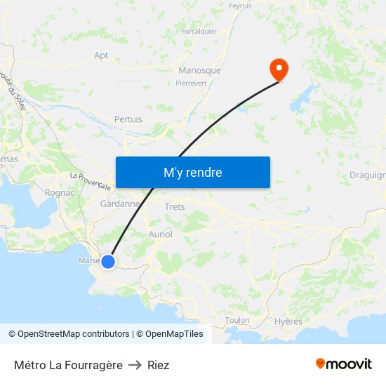 Métro La Fourragère to Riez map