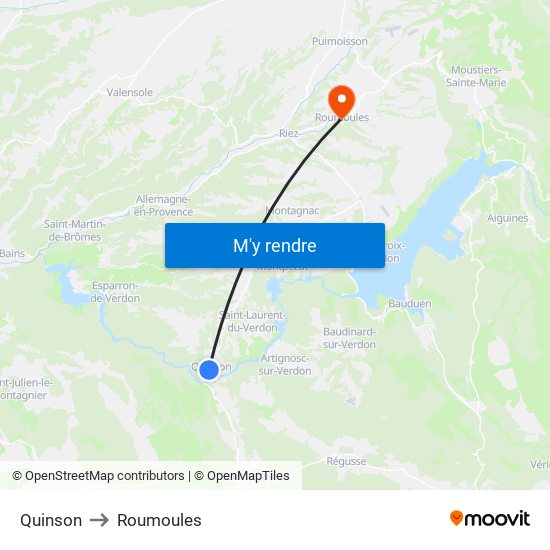 Quinson to Roumoules map