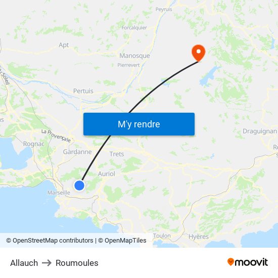 Allauch to Roumoules map