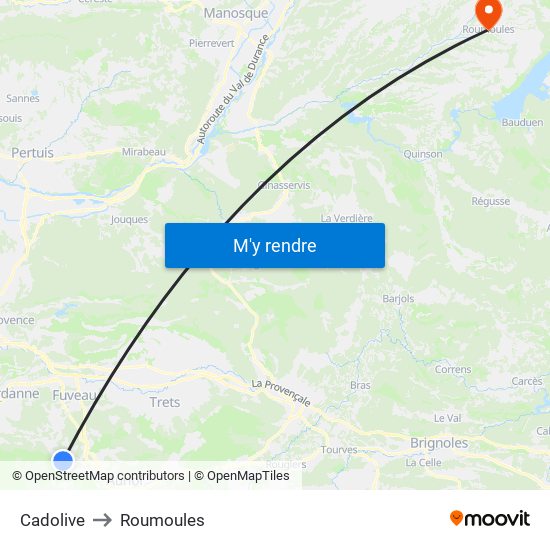 Cadolive to Roumoules map