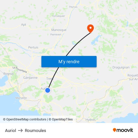 Auriol to Roumoules map