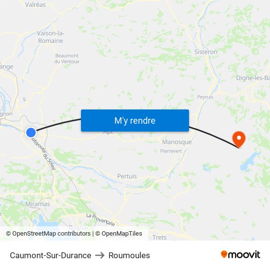Caumont-Sur-Durance to Roumoules map