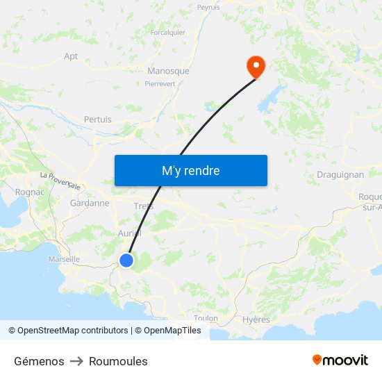 Gémenos to Roumoules map